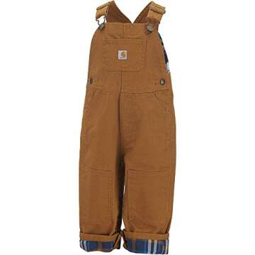 Carhartt Baby-Boys Washed Canvas Bib Overall, Carhartt Brown, 24 Months
