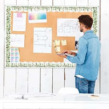 Eucalyptus Die-Cut Border Trim 36ft Per Roll Two Sided Printed Leaves Border Farmhouse Classroom Decor Back to School Eucalyptus Classroom Decoration