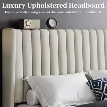 Stylish Yaheetech Queen Bed Frame Upholstered Design