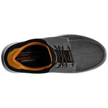 Skechers Men's Relaxed Fit-Elent-Mosen Boat Shoe, Black, 10.5 M US