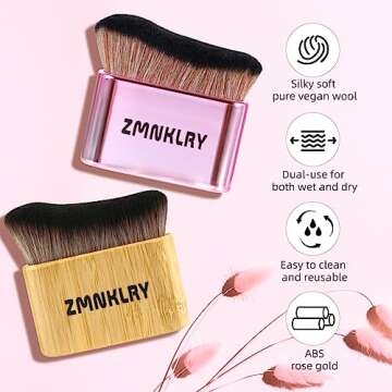 zmnklry Self Tanner Brush, Make Up Kabuki Brush, Sunscreen Application Tanning Brush, Kabuki Brush for Self Tanner,Tanning Brush for Self Tan, Body Self Tanning Brush, Rose Gold Self Tan Brush