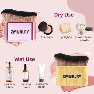 zmnklry Self Tanner Brush, Make Up Kabuki Brush, Sunscreen Application Tanning Brush, Kabuki Brush for Self Tanner,Tanning Brush for Self Tan, Body Self Tanning Brush, Rose Gold Self Tan Brush