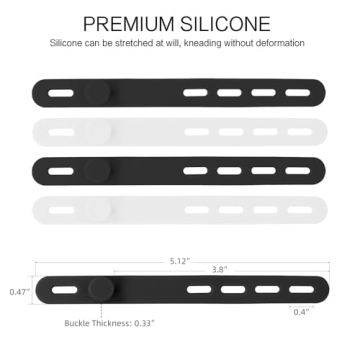 Donruby 24Pcs Silicone Cable Ties - Reusable & Washable with Locking Buckles, Adjustable Fastening C...