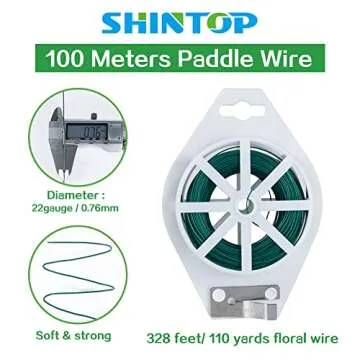 Floral Wire, 110 Yards Flexible Craft Wire for Wreath 22 Gauge Green Florist Supplies with Built-in Cutter for Christmas Tree, Garland and Flower Arrangements, Plant Support