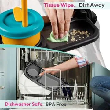 Boffinby Universal Stroller Snack Tray, Cup Holder Tray with Silicone Flexible Arms Grip, Universal Stroller Snack Tray Attachment for Baby & Toddler, Stroller Accessories, Snacking On The Go