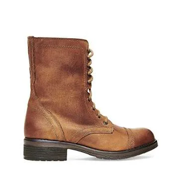 Steve Madden Women's Troopa 2.0 Combat Boot, Cognac Leather, 7 M US
