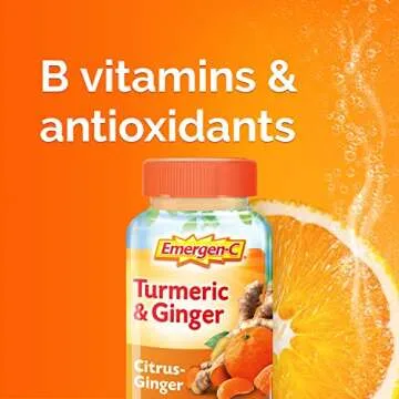 Emergen-C Citrus-Ginger Gummies, Turmeric and Ginger, Immune Support Natural Flavors With High Potency Vitamin C, 36 Count