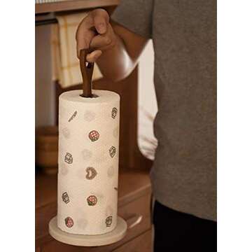 XMZXKJ White Marble Base Paper Towel Holder Towel Dispenser Marble and Acacia 14.5 Inches Tall