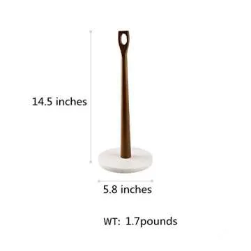 XMZXKJ White Marble Base Paper Towel Holder Towel Dispenser Marble and Acacia 14.5 Inches Tall