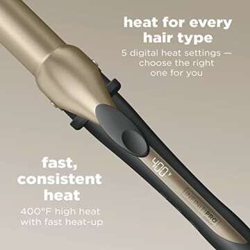 INFINITIPRO BY CONAIR 1 1/4 Inch Curling Wand, Includes Detachable Clip turning Wand into Curling Iron producing loose curls, Straight wand produces flawless waves – for use on medium and long hair
