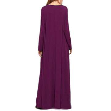 Kidsform Women's Casual Maxi Dress Long Sleeve Loose Kaftan Party Long Dresses with Pockets