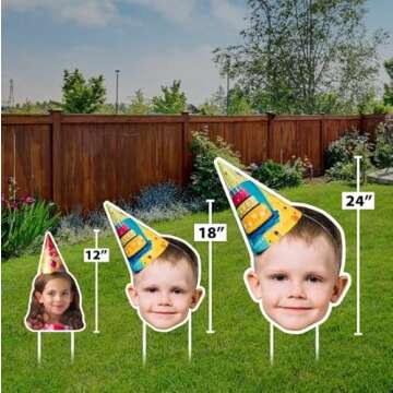 Custom Face Yard Sign, Big Head Cutout For Birthday, Graduation, Bachelor, Bachelorette Party Head Face Fan Yard Sign with Metal Stake, VP3382