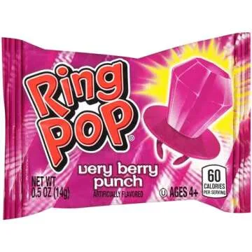 Ring Pop Individually Wrapped Purple Very Berry 30 Count Bulk Lollipop Summer Pack – Very Berry Flavored Lollipop Suckers - Fun Candy Bulk For Party Favors, Bachelorette Parties & Goodie Bags