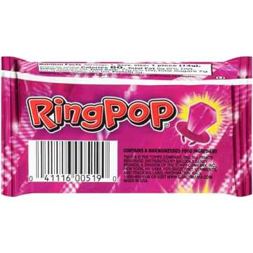 Ring Pop Individually Wrapped Purple Very Berry 30 Count Bulk Lollipop Summer Pack – Very Berry Flavored Lollipop Suckers - Fun Candy Bulk For Party Favors, Bachelorette Parties & Goodie Bags