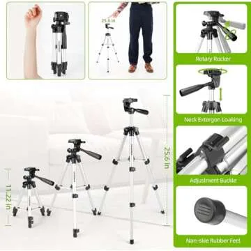 Laser Level with Tripod, HUEPAR 98Ft Self Leveling Laser Level Green Line Laser Cross Line Laser Leveler Tool for Picture Hanging, Tile, Home Renovation, Indoor Project, Battery&Carrying Bag Included