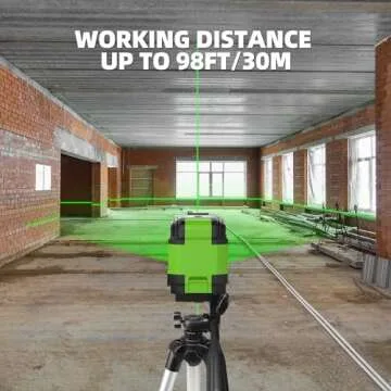 Laser Level with Tripod, HUEPAR 98Ft Self Leveling Laser Level Green Line Laser Cross Line Laser Leveler Tool for Picture Hanging, Tile, Home Renovation, Indoor Project, Battery&Carrying Bag Included