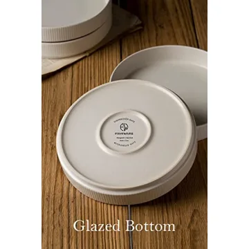 famiware Star 8.25" Pasta Bowls, Large Dinner Bowls Set of 4, Salad Bowl Plates, Shallow Bowls for Eating, Matte White (Full Glaze)