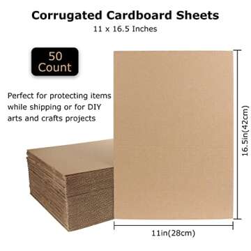 50 Pack Corrugated Cardboard Sheets for Crafts & Shipping