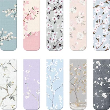 Chinco 10 Colorful Magnetic Bookmarks Set - Floral Designs for Readers