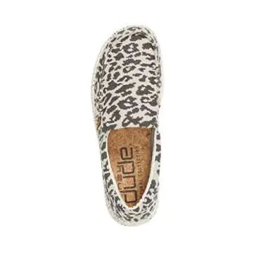 Hey Dude Women's Misty Woven Cheetah Grey Size 9 | Women’s Loafers | Women’s Slip On Shoes | Comfortable & Light-Weight