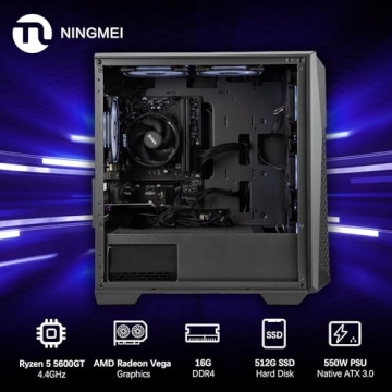 NINGMEI Soul Gaming PC with Ryzen 5 5600GT and 512GB SSD