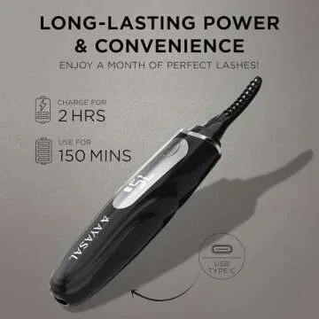 AYASAL Heated Eyelash Curler for Women: Best Electric Lash Curler with 10-Second Fast Curl, Long-Lasting Results - Gentle Eye Care, Perfect Lash Curling Tool