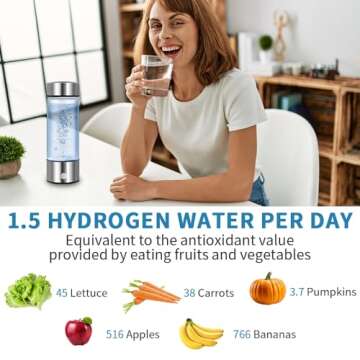 Hydrogen Water Bottle,420ml Hydrogen Water,Hydrogen Water Bottle Generator Improve Water Quality in 3 Minutes,Portable Hydrogen Water Ionizer Machine for Home,Office and Travel(Silver)