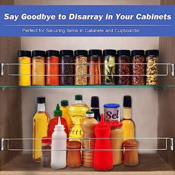 RV Secure Adjustable Bars | 12.5-22.3" Stainless Steel Rods | Food&Drink Stabilizers for RV Refrigerator | Prevents Spills&Mess During Travel | Essential RV&Camper Accessories (2 Pack)