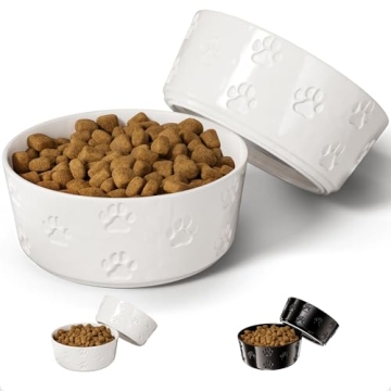 Durable Ceramic Dog Bowl Set with Anti-Slip Rings
