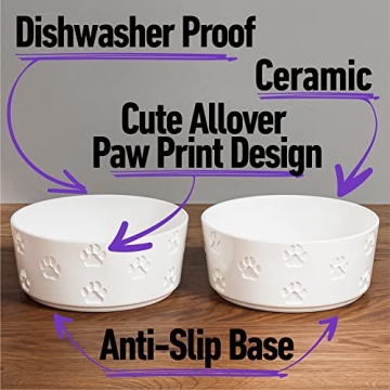 Durable Ceramic Dog Bowl Set with Anti-Slip Rings