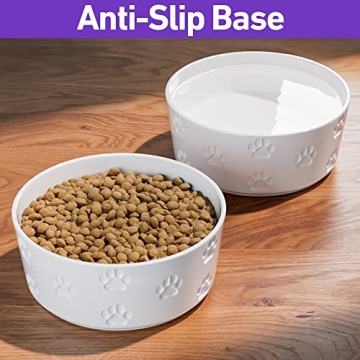 Durable Ceramic Dog Bowl Set with Anti-Slip Rings