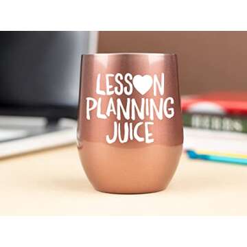 KLUBI New Teacher Gifts for Women - Lesson Planning Juice Tumbler 12oz College Graduation Gifts for Teacher Tumbler With Lid And Straw Teacher Graduation Gifts Teacher Stocking Stuffers for Teachers