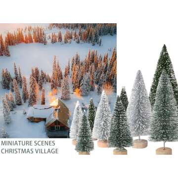 Christmas Decorations Indoor Table Decor - 36PCS Mini Bottle Brush Trees with Wood Base