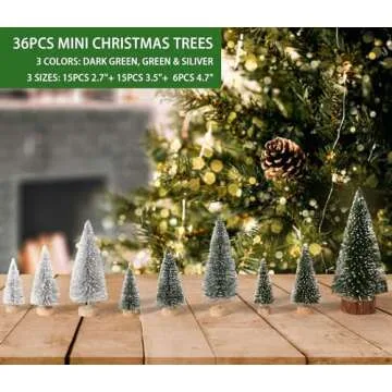36PCS Mini Bottle Brush Christmas Trees for Holiday Decor