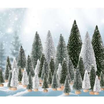 36PCS Mini Bottle Brush Christmas Trees for Holiday Decor