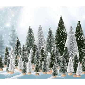 36PCS Mini Bottle Brush Christmas Trees for Holiday Decor