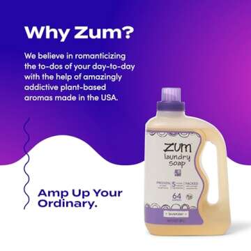 Indigo Wild Zum Clean Laundry Soap - Plant-Based Liquid Laundry Soap - Contains Baking Soda, Essential Oils & Saponified Coconut Oil - Lavender Scent - 64 fl oz