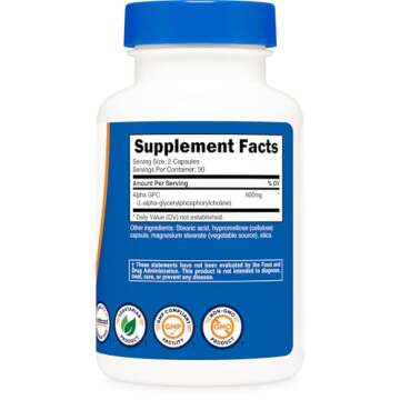 Nutricost Alpha GPC 600mg, 60 Vegetarian Capsules - Non-GMO and Gluten Free, 300mg Per Capsule