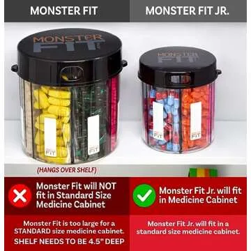 XL Supplement Pill Dispenser Bottle, 7 Compartment, Labels, Easy Open, Anti-Mixing, UV Protected Organizer, Extra Large Monthly Vitamin, Monster Fit Medication Holder Includes Premium Medisafe App