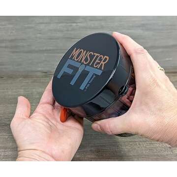 XL Supplement Pill Dispenser Bottle, 7 Compartment, Labels, Easy Open, Anti-Mixing, UV Protected Organizer, Extra Large Monthly Vitamin, Monster Fit Medication Holder Includes Premium Medisafe App