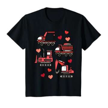 Valentines Day Construction Trucks Funny Boys Kids Toddler T-Shirt