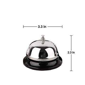 HeeYaa Call Bell 3.3 Inch - Stainless Steel, Loud Ringing Desk Bell for Service