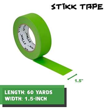 STIKK Painters Tape - 2pk Green Painter Tape - 1.5 inch x 60 Yards - Paint Tape for Painting, Edges,...