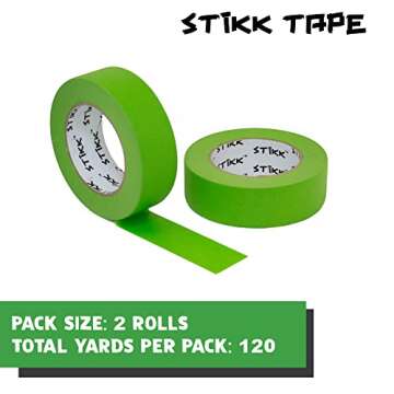 STIKK Painters Tape - 2pk Green Painter Tape - 1.5 inch x 60 Yards - Paint Tape for Painting, Edges, Trim, Ceilings - Masking Tape for DIY Paint Projects - Residue-Free Painting Tape
