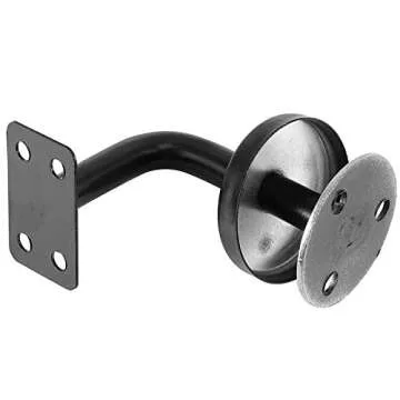 HAKZEON 6 Packs Stainless Steel Handrail Brackets, Heavy Duty Wall Mounted Railing Brackets Set with Mounting Screws & Expansion Tubes, Black Handrail Brackets for Staircase Guardrails, Flat Type