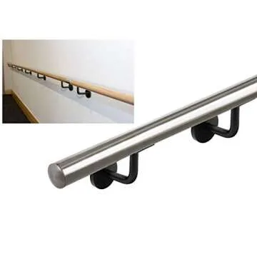 HAKZEON 6 Packs Stainless Steel Handrail Brackets, Heavy Duty Wall Mounted Railing Brackets Set with Mounting Screws & Expansion Tubes, Black Handrail Brackets for Staircase Guardrails, Flat Type