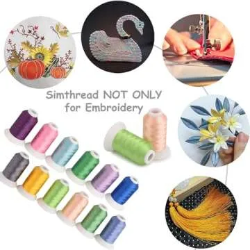 Simthread 63 Brother Colors + 20 Thread Holder, Polyester Embroidery Machine Thread 40 Weight for Brother Babylock Janome Singer Pfaff Husqvarna Bernina Embroidery and Sewing Machines 550Y