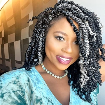 ToyoTress Tiana Passion Twist Hair - 16 Inch 8 Pcs Ombre Gray Pre-Twisted Pre-Looped Passion Twists ...