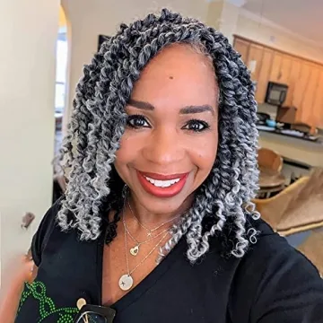 ToyoTress Tiana Passion Twist Hair - 16 Inch Ombre Gray Braids