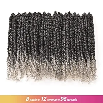ToyoTress Tiana Passion Twist Hair - 16 Inch Ombre Gray Braids